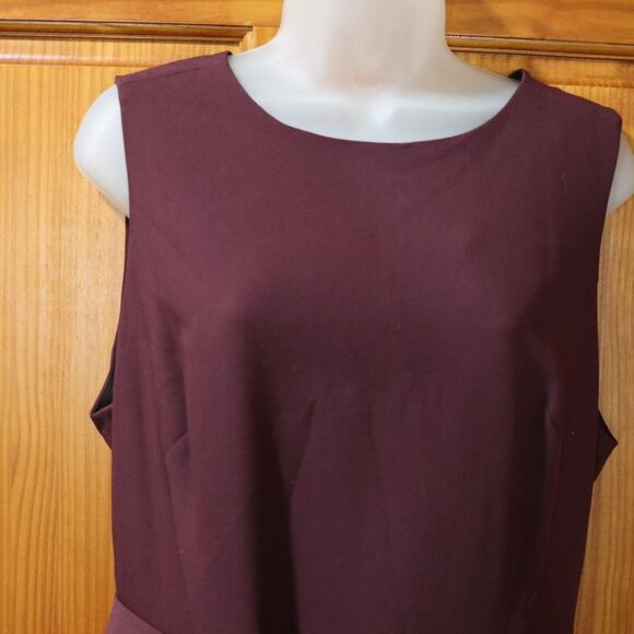 White House Black Market Burgundy Sleeveless Belted Sheath Midi Dress 14 - Picture 2 of 13
